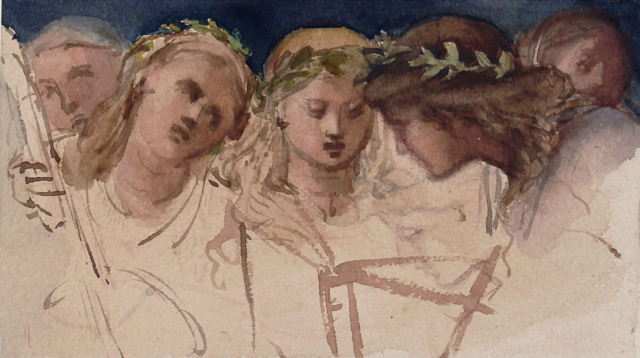 Girls with Wreaths and a Guitar
