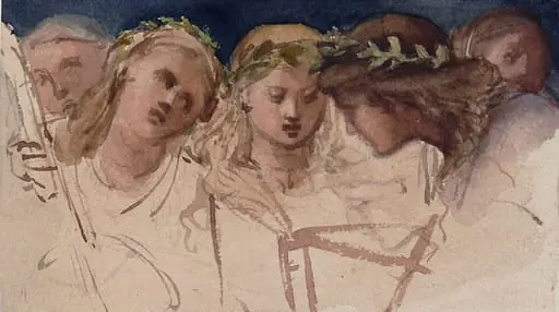 Girls with Wreaths and a Guitar