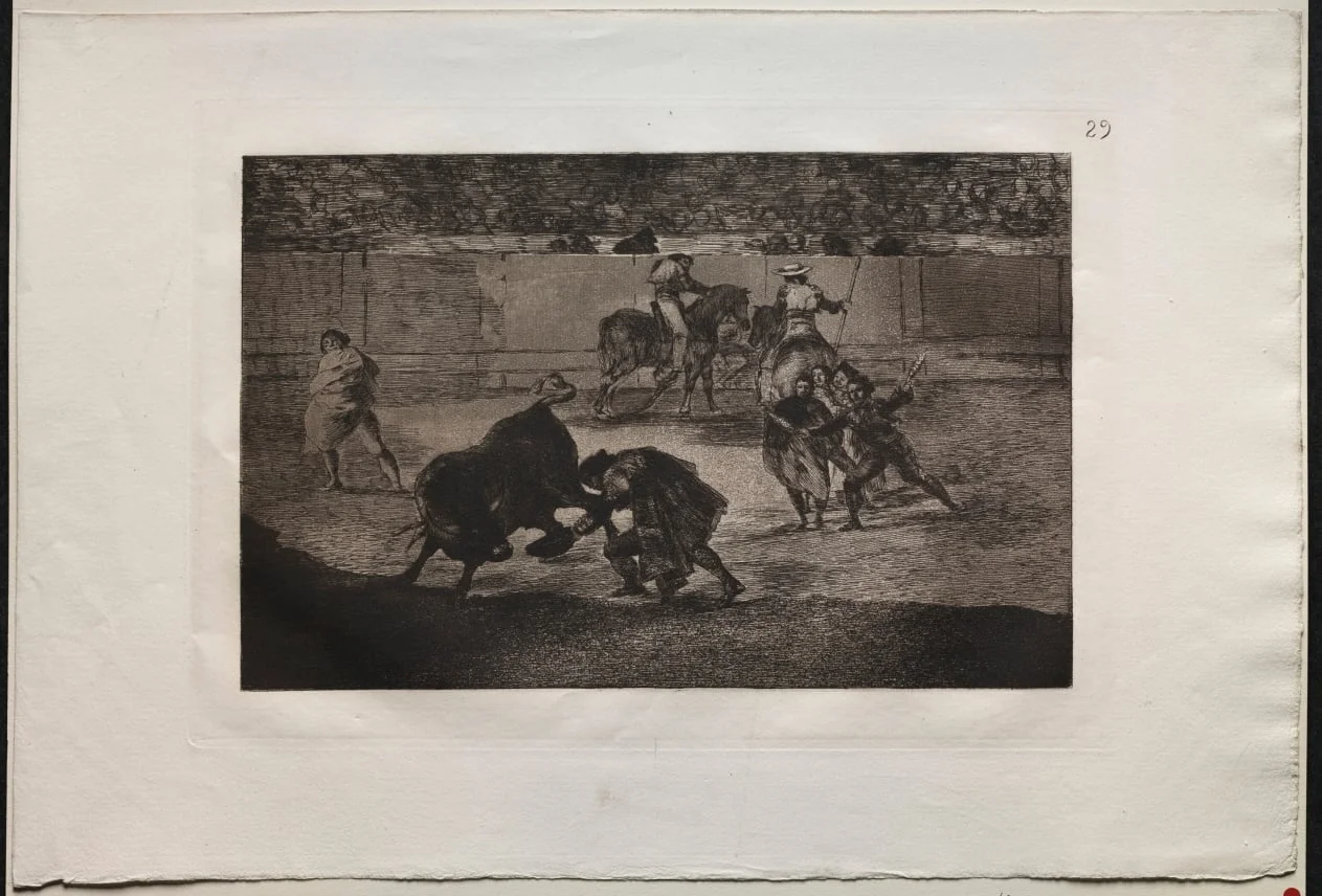 Bullfights:  Pepe Illo Making the Pass of the "Recorte", by Francisco Goya, 1816