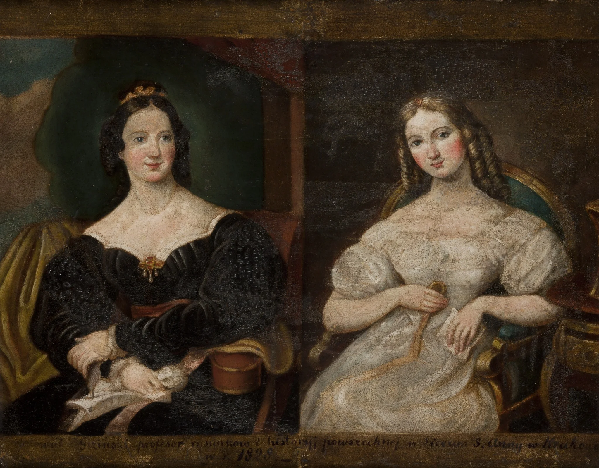 Portrait of Two Women, by Antoni Giziński, unspecified, 1828