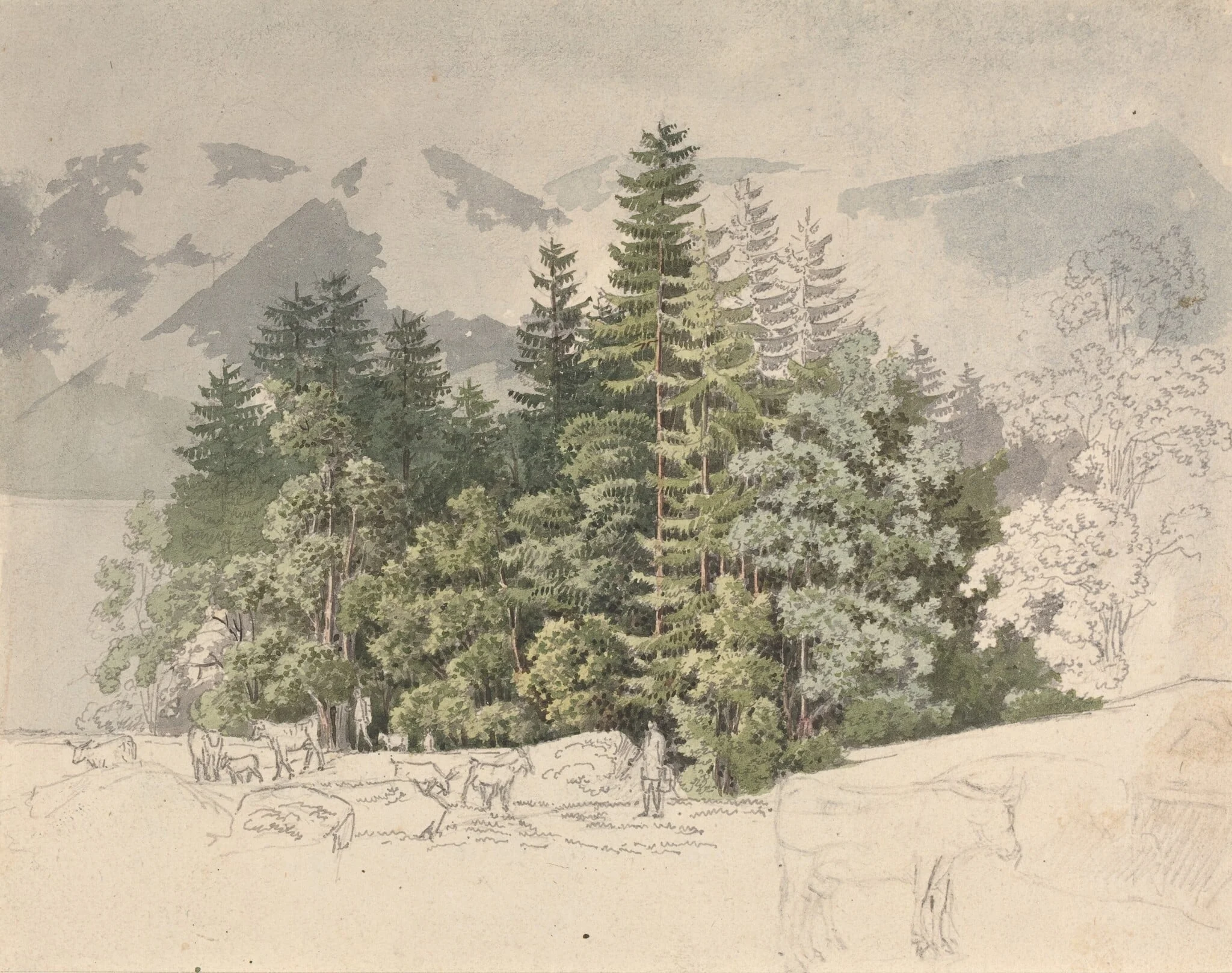 Alpine Landscape, by Friedrich Salathé, gouache, 1814