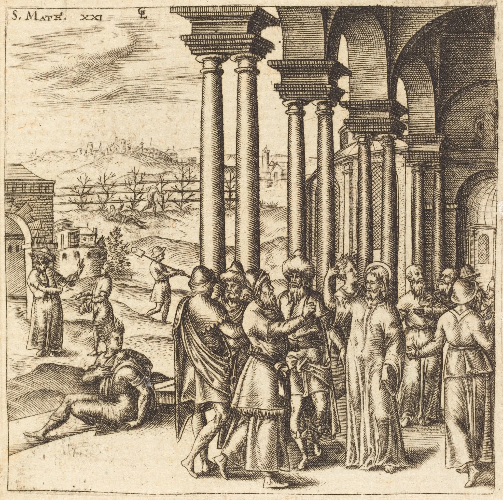 Christ in the Temple, by Léonard Gaultier, ink, 1578