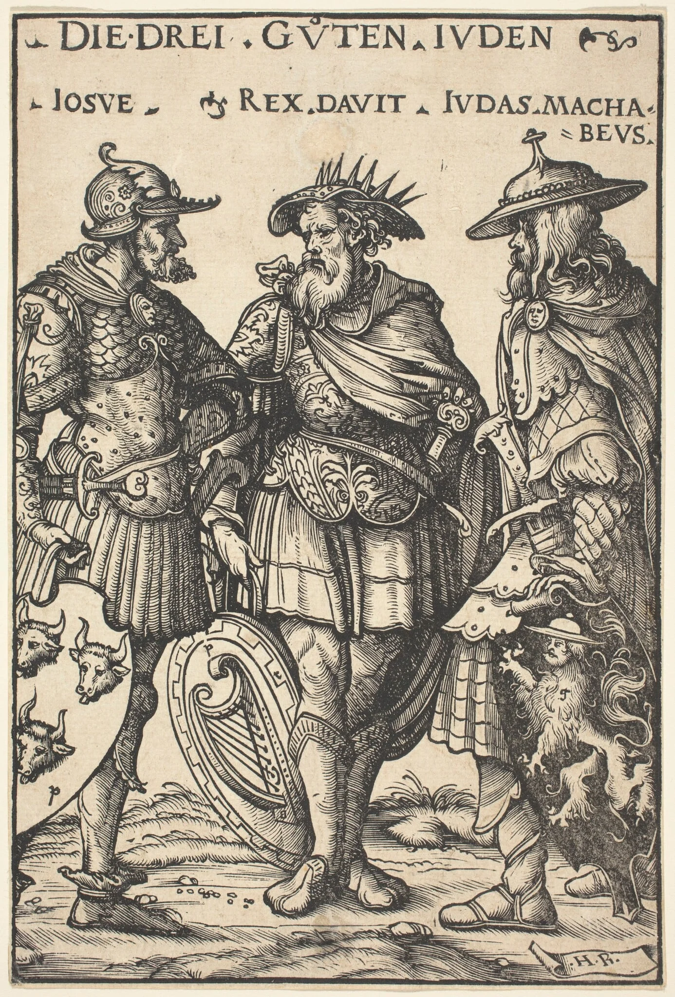 Joshua, David and Judas Maccabaeus, by Hans Burgkmair the Elder, ink, 1516