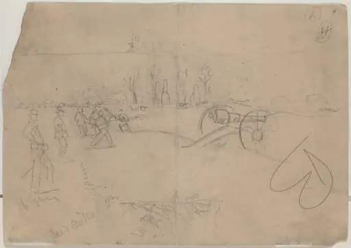 Soldiers and Cannon [verso]