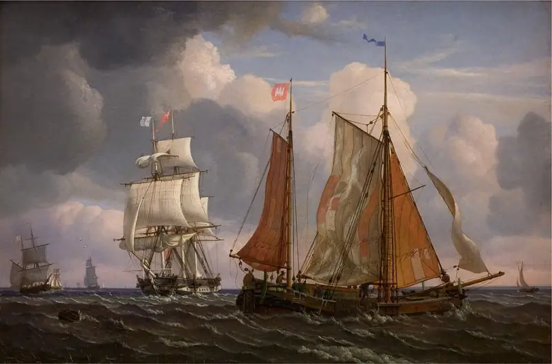 Ships Sailing and Beating up against the Wind in the Sound