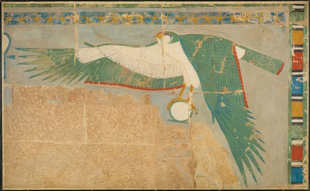Facsimile of a falcon protecting the king