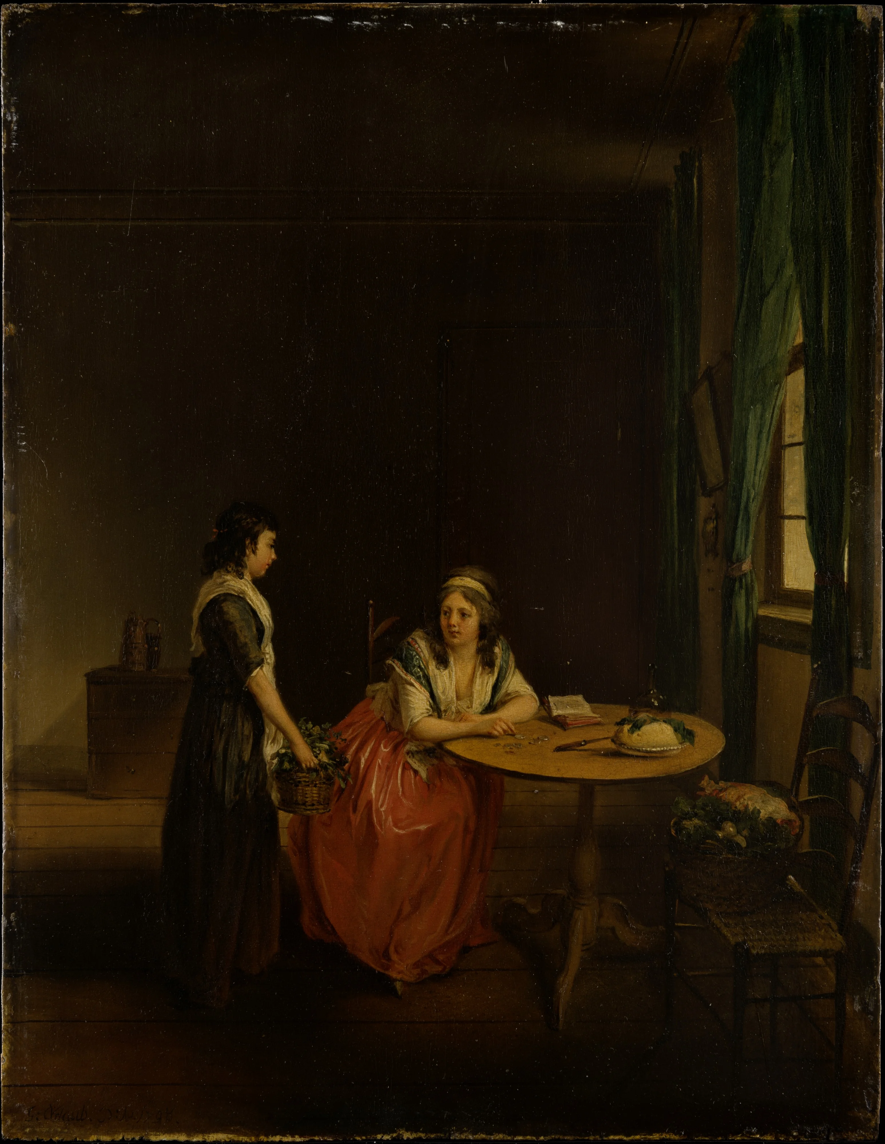 A Housewife Settling Up with her Maid, by Georg Karl Urlaub, unspecified, 1800