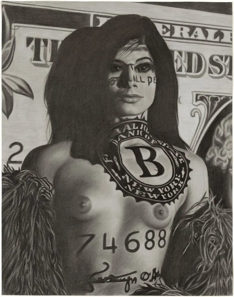Untitled, by Richard Phillips, charcoal, 2003