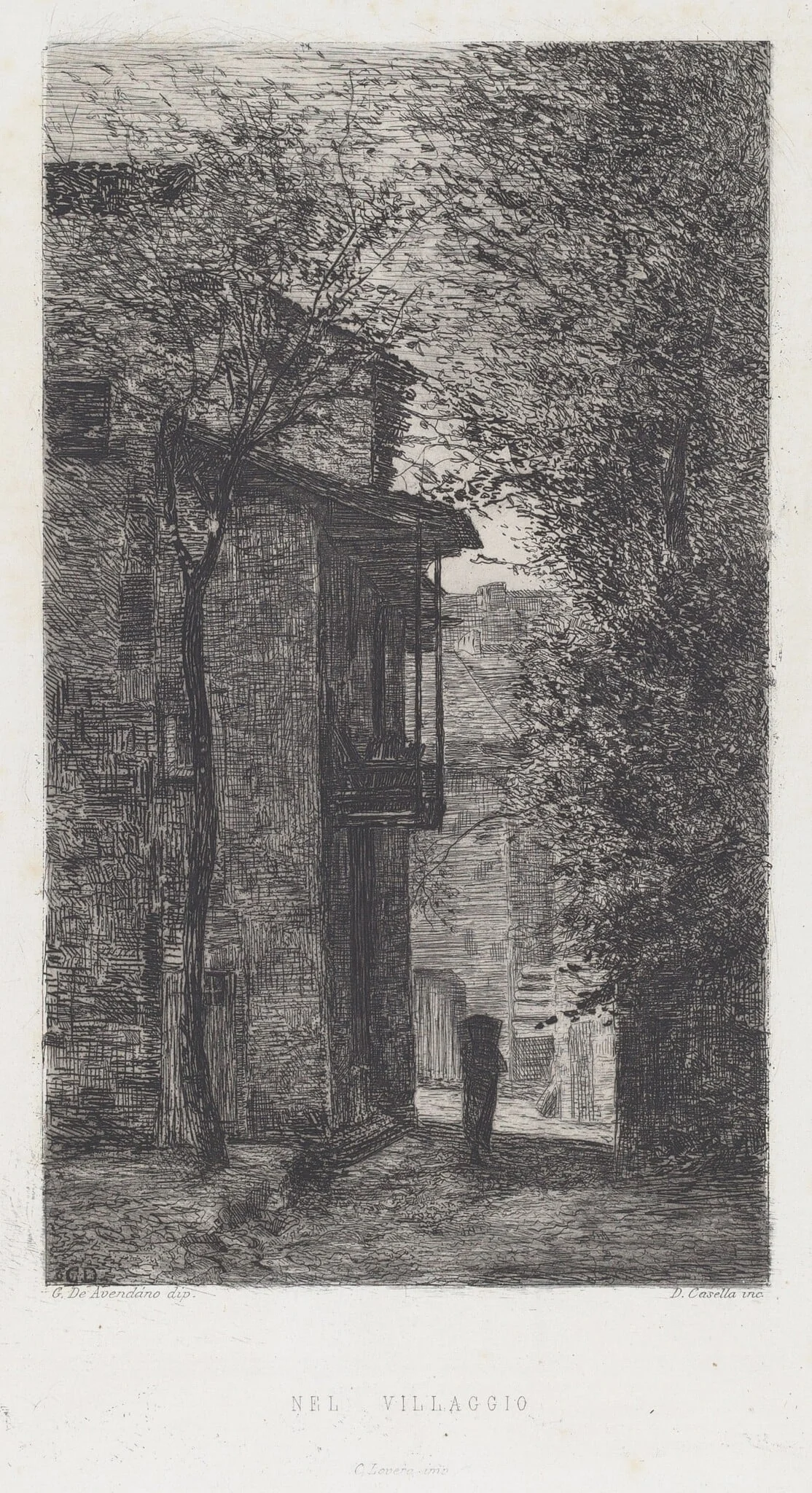 Nel Villaggio [In the Village], by Domenico Casella, ink, 1871