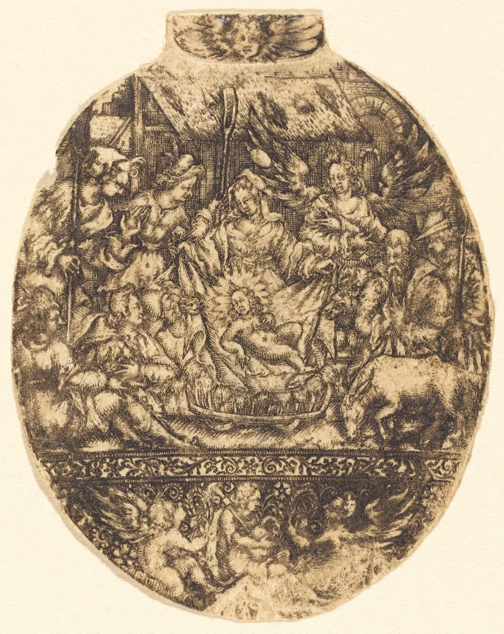 The Adoration of the Shepherds, by Antoine Jacquard, ink, 1612