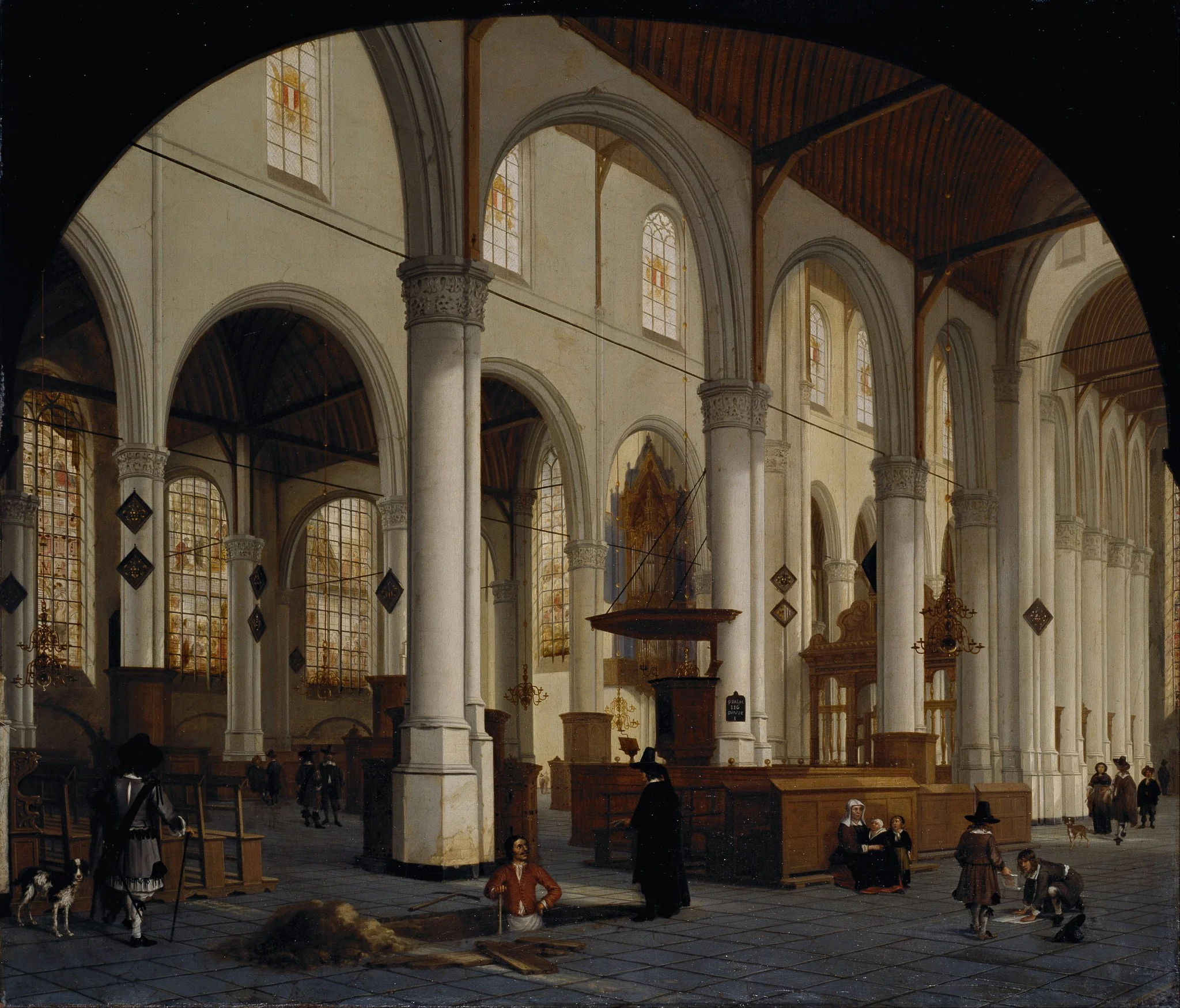 The interior of St Janskerk at Gouda, by Hendrick Cornelisz. van Vliet, oil, 1662