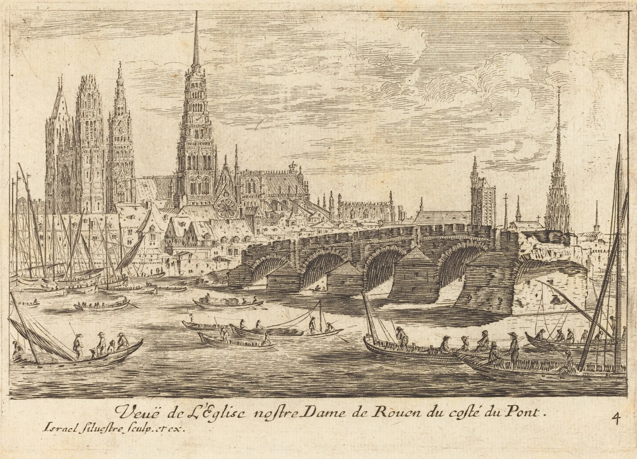 Veue de l'Eglise nostre Dame de Rouen, by Israël Silvestre, ink, 1664