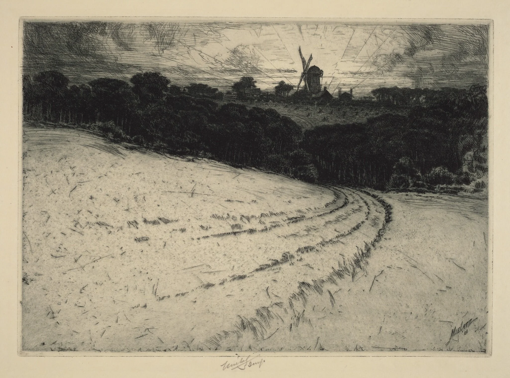 Morning, Canonicut Island, by Charles Frederick William Mielatz, ink, 1908