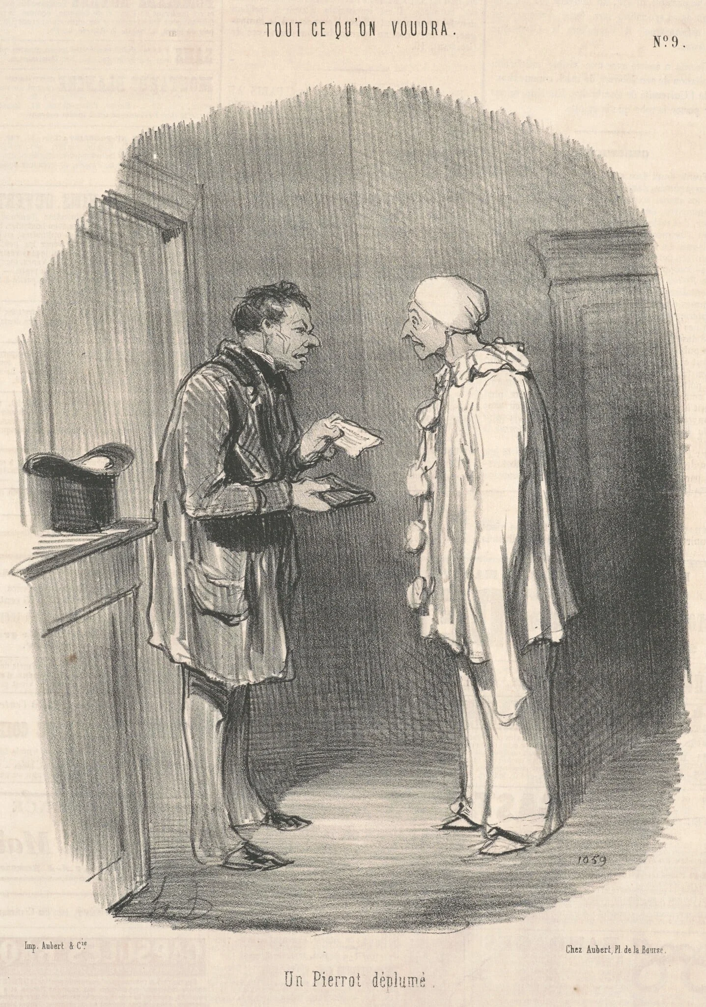 Un pierrot déplumé, by Honoré Daumier, ink, 1847