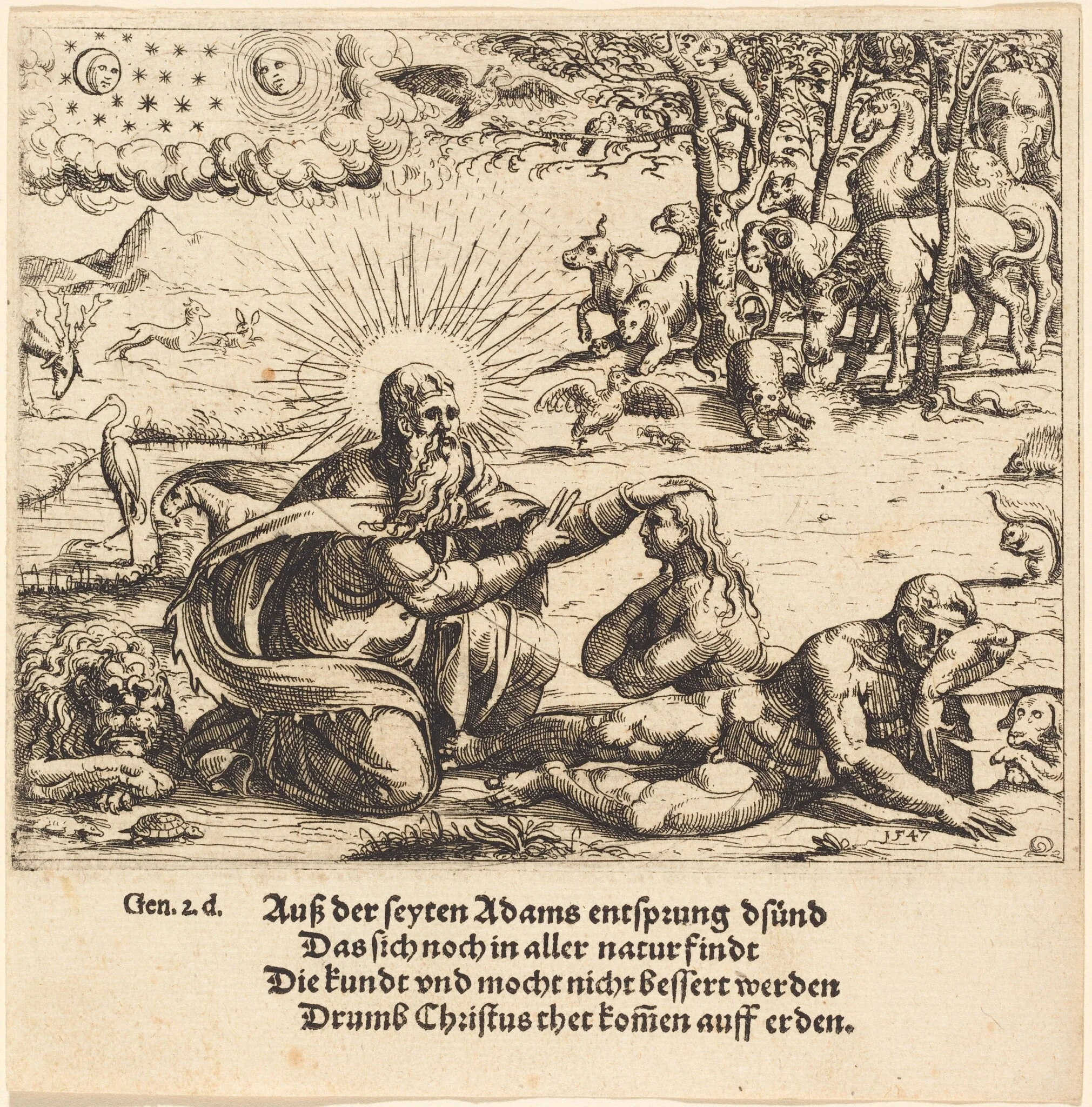Creation of Eve, by Augustin Hirschvogel, ink, 1547