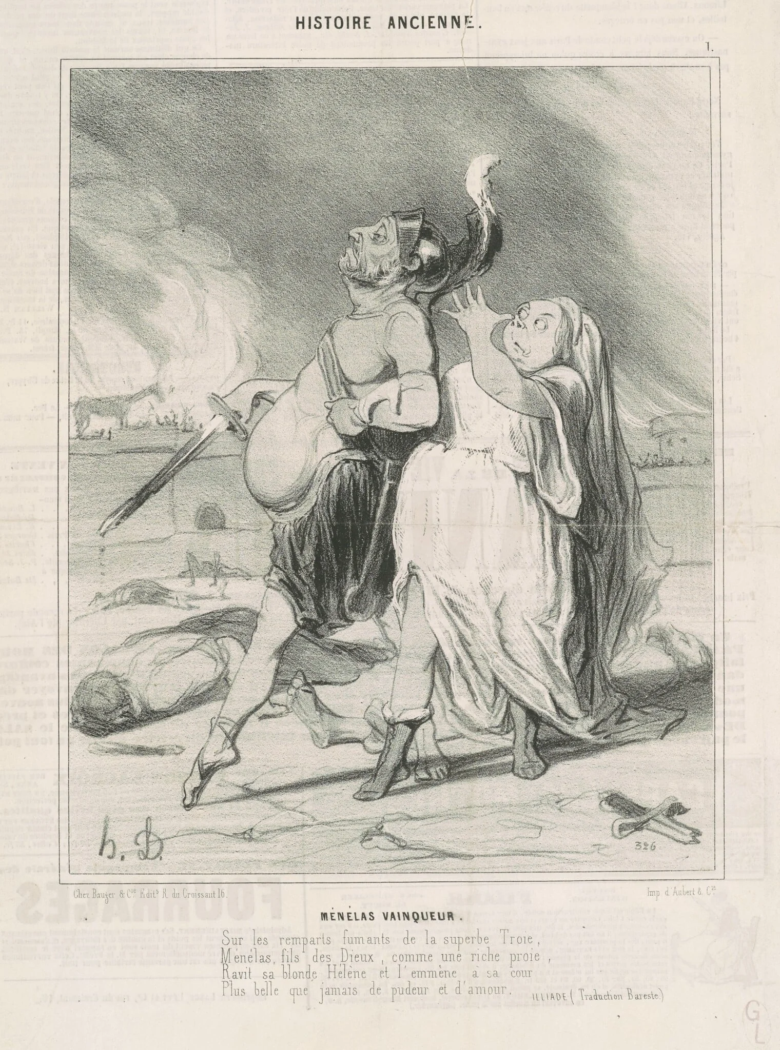 Ménélas vainqueur, by Honoré Daumier, ink, 1841