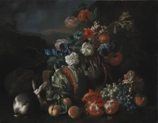 Stone Base with Flowers and Fruit