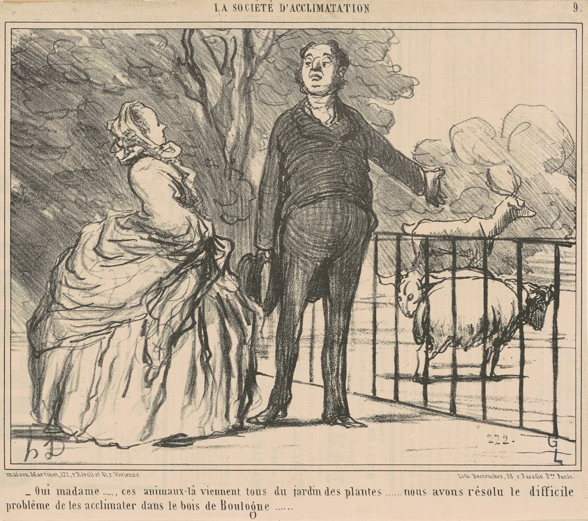 Oui madame ... ces animaux-la ..., by Honoré Daumier, ink, 1858