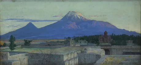 Mounth Ararat from Ejmiadzin, by Yeghishe Tadevosyan, oil, 1898