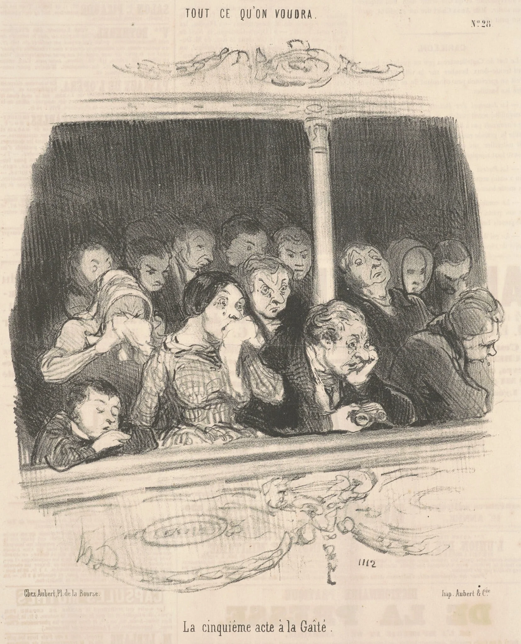 La cinquième acte a la gaité, by Honoré Daumier, ink, 1848