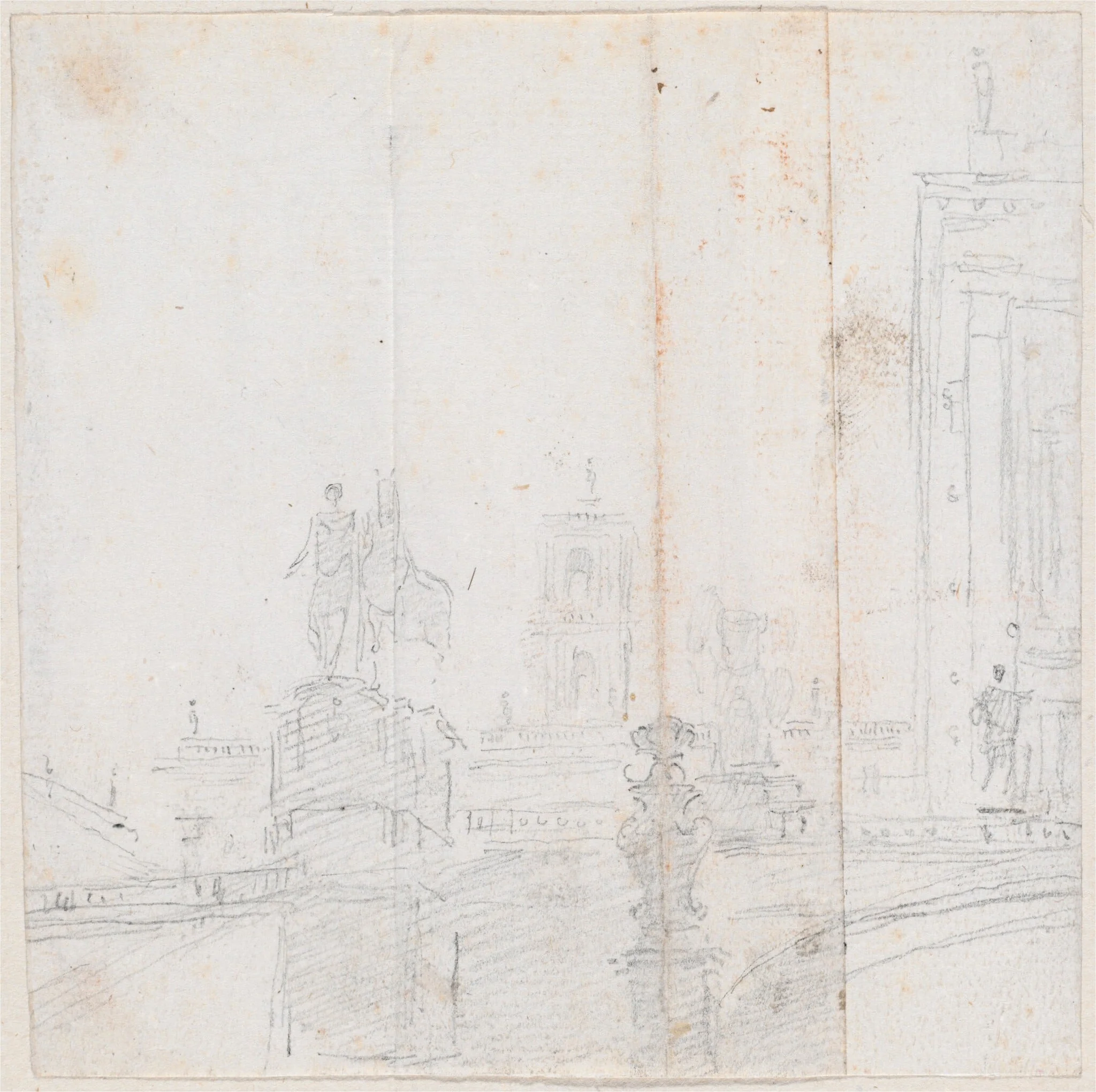 Capitoline Hill, by Hubert Robert, graphite, 1760