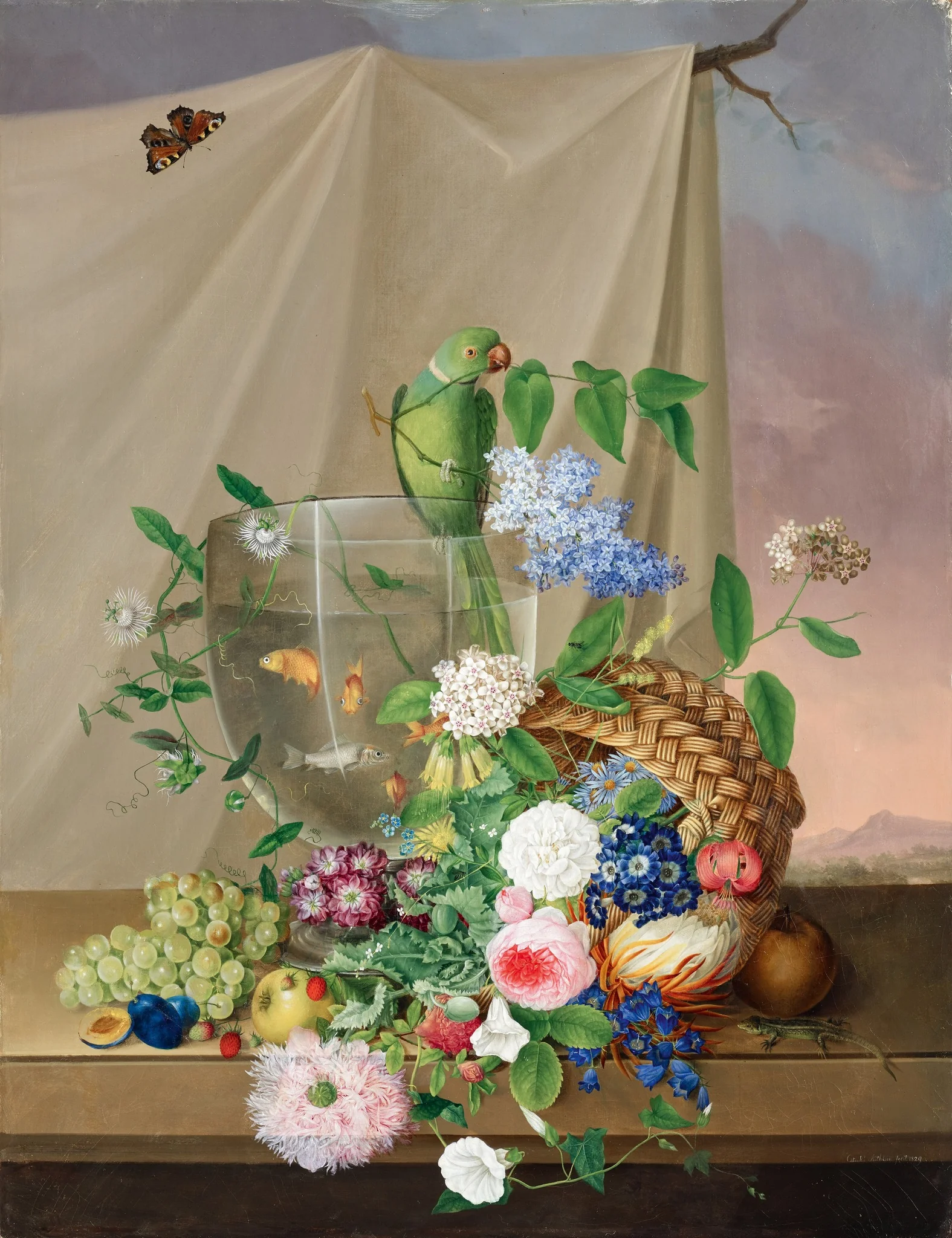 Stillleben, by Katharina Freiin von Röthlein, oil, 1829