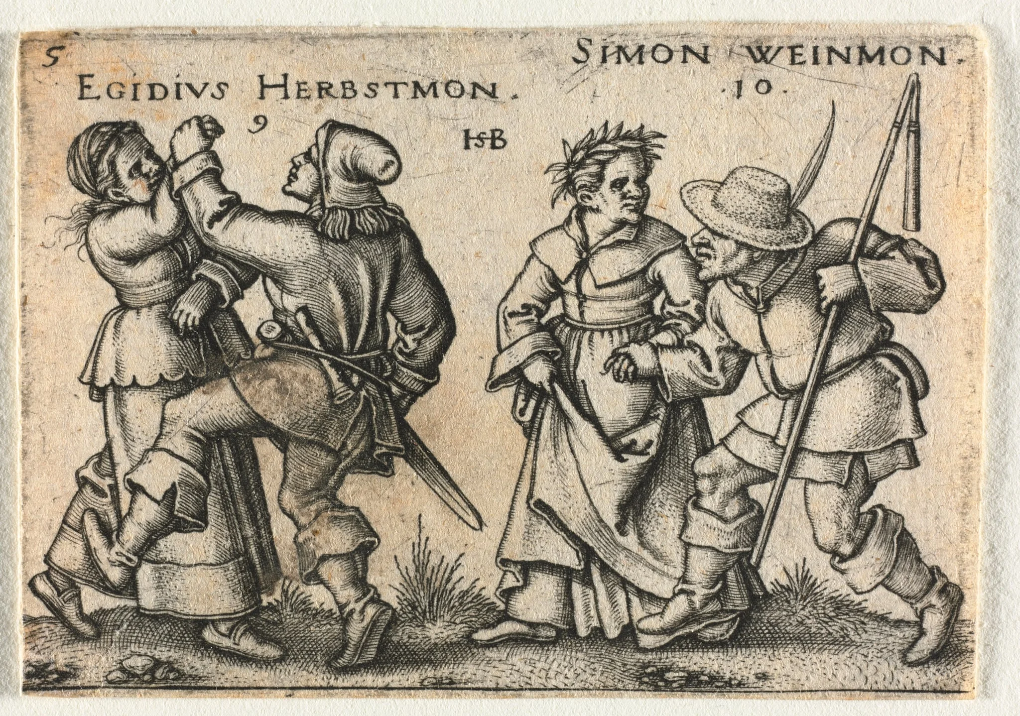 The Peasant Wedding or the Twelve Months:  9-Egidius Herbstmon 10-Simon Weinmon, by Sebald Beham, 1546