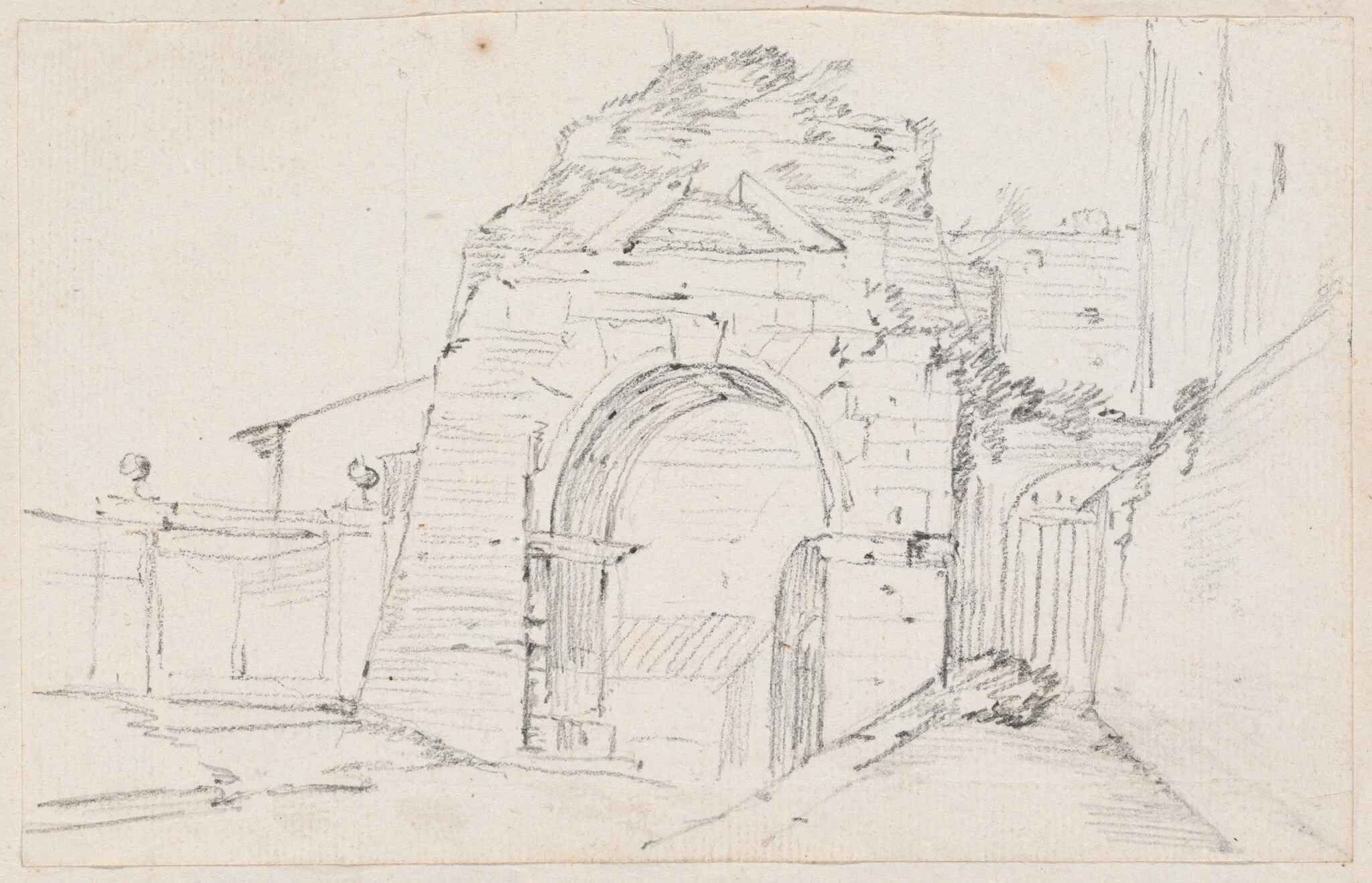 Arch of Drusus near the Appian Way, by Joseph-Marie Vien, graphite, 1747