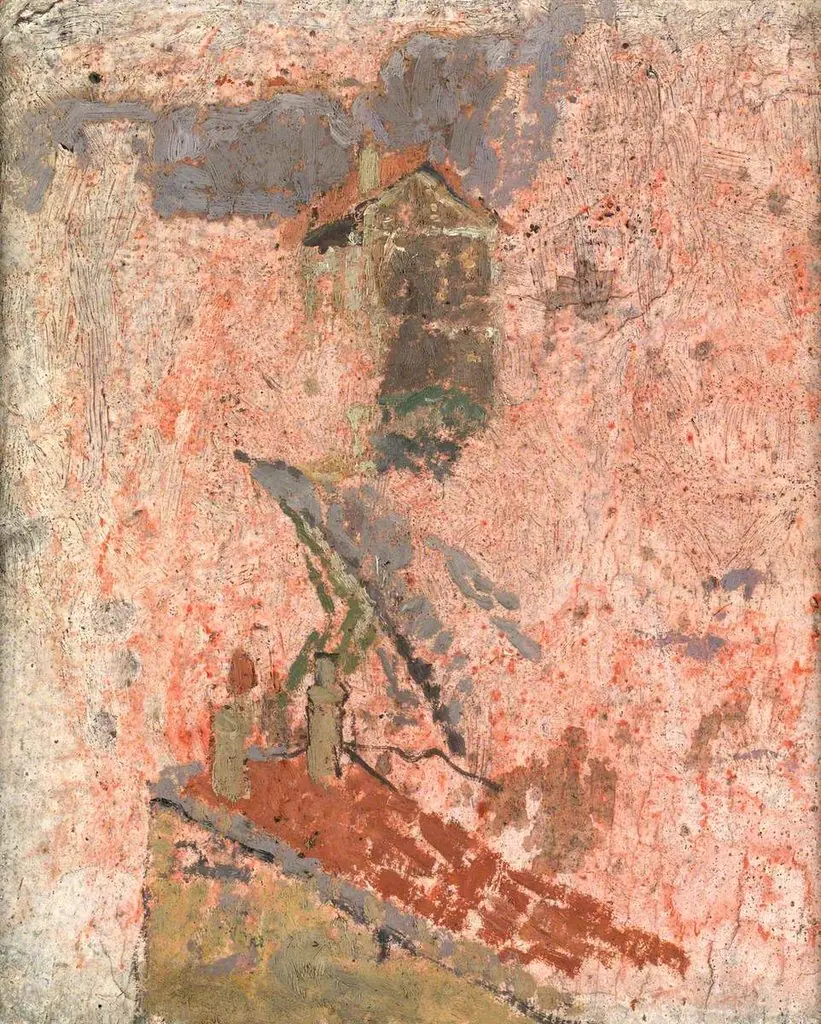 Hut with Sky, Trees and Rooftops: View from the Artist's Studio