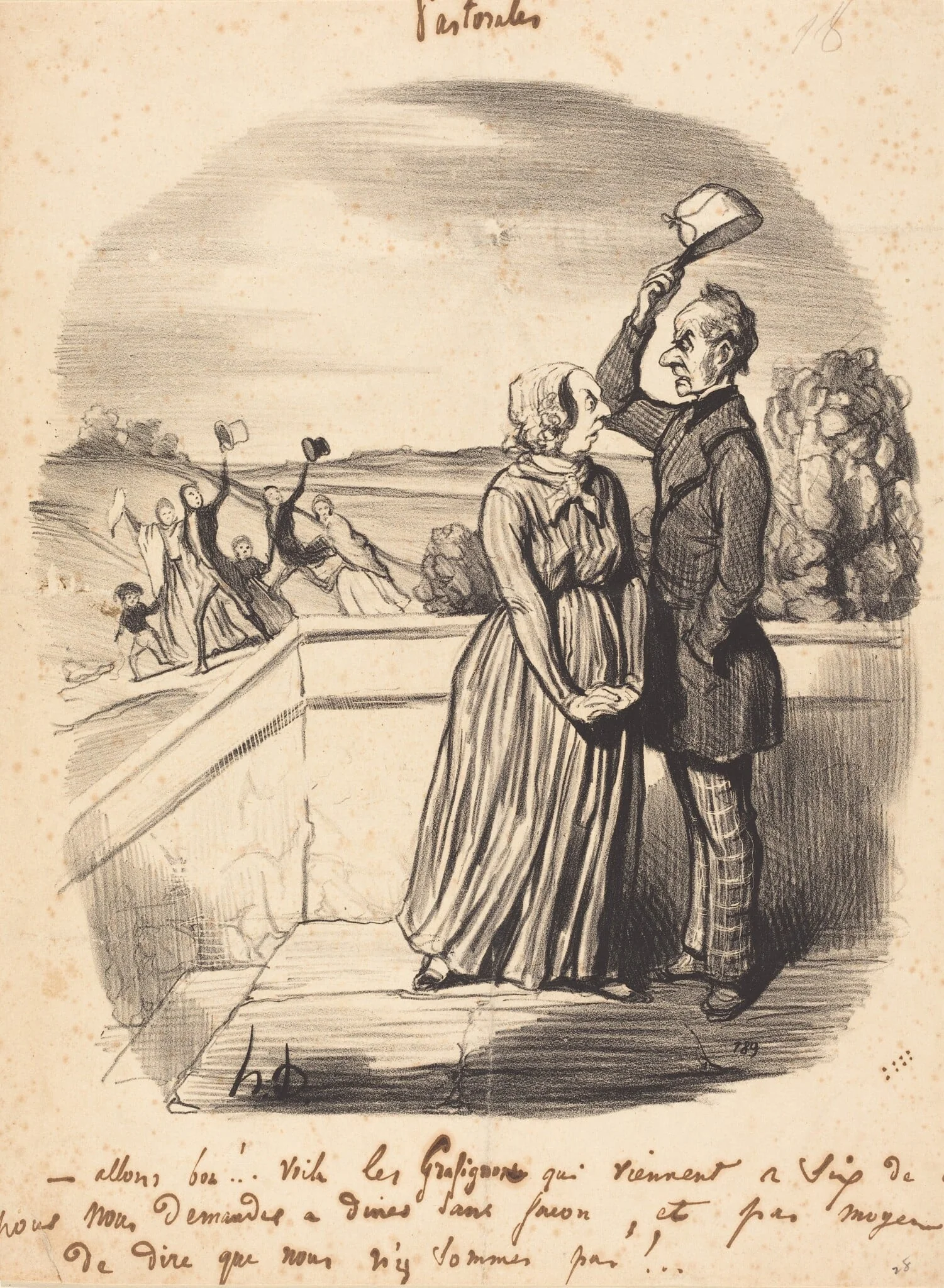 Allons bon!... voila les grafignons..., by Honoré Daumier, ink, 1845