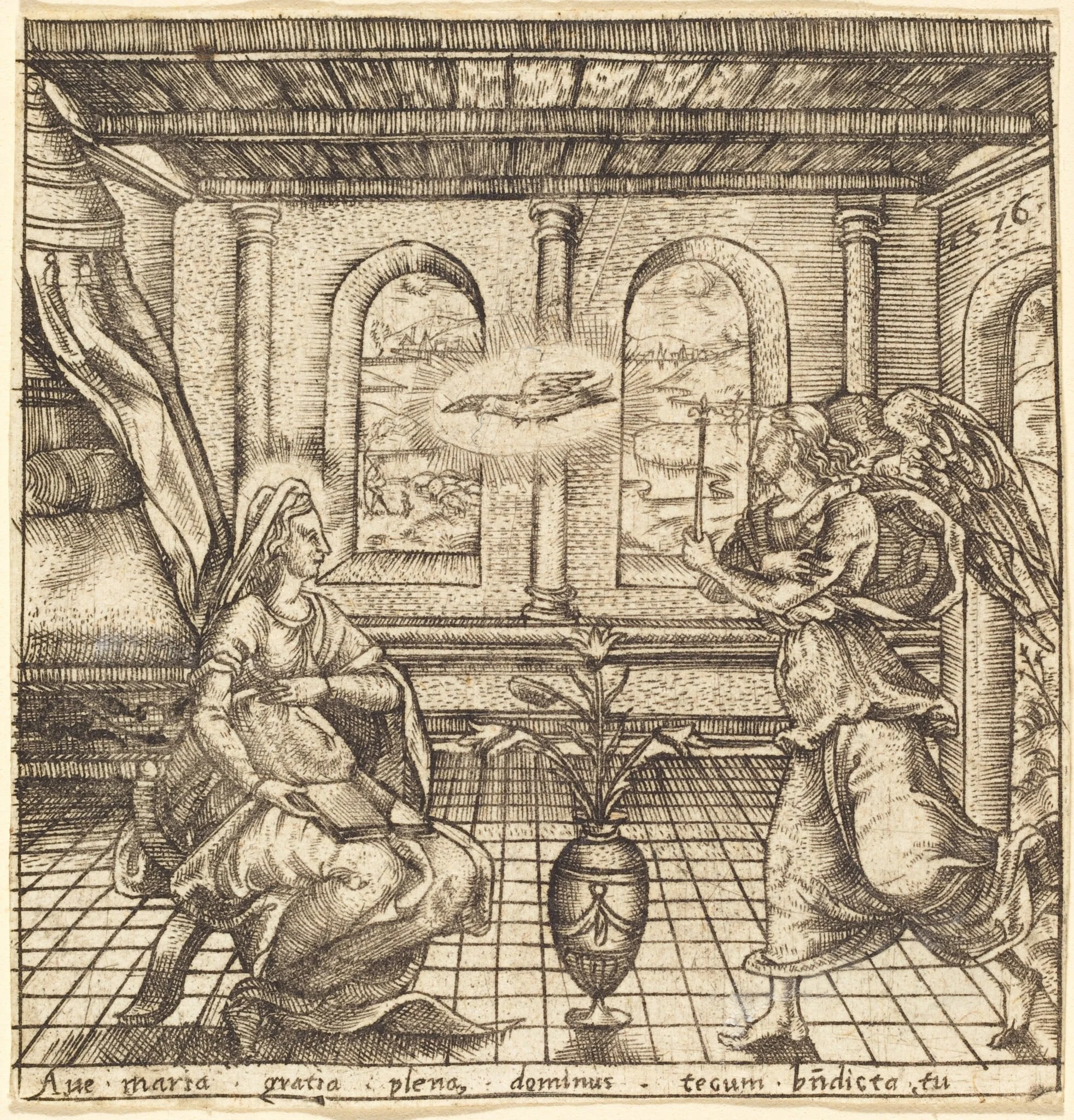 The Annunciation, by Léonard Gaultier, ink, 1578