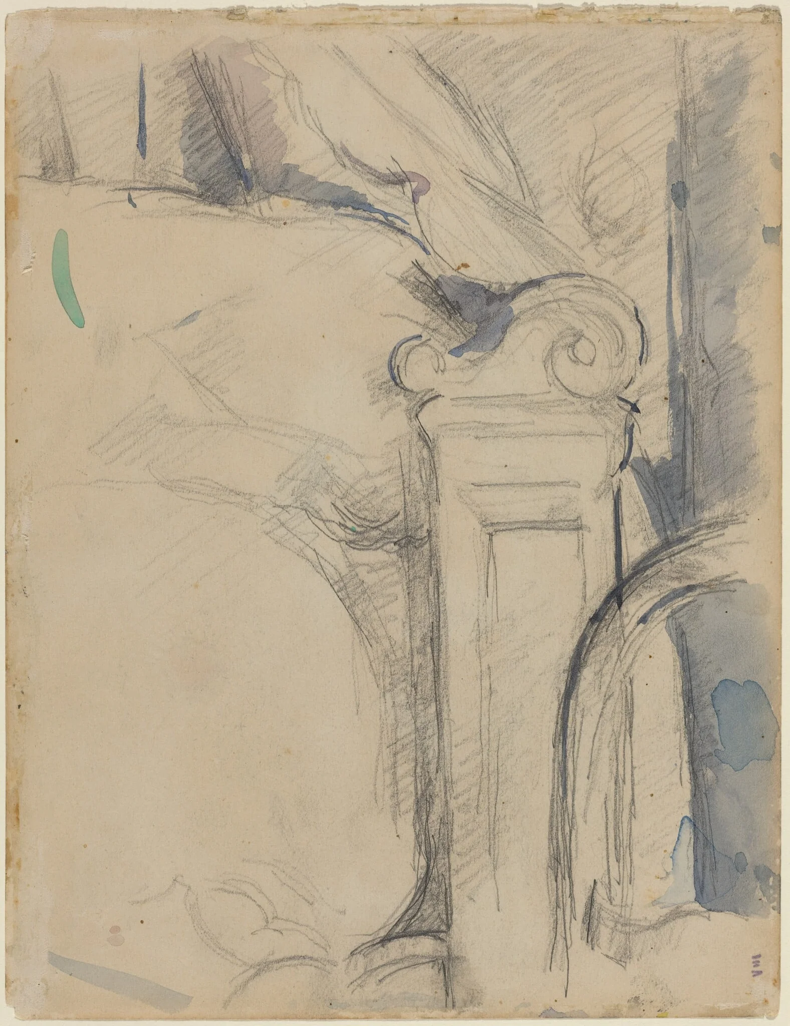 Bedpost [verso], by Paul Cezanne, graphite, 1895
