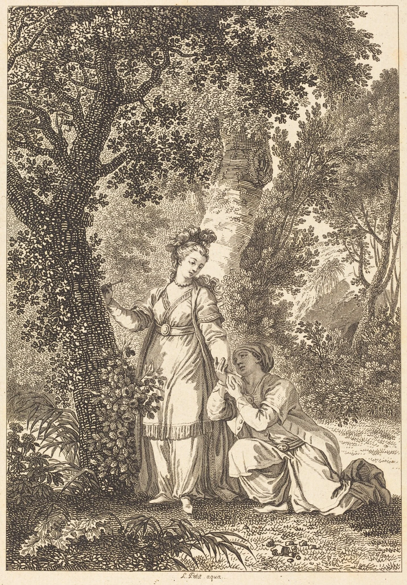 La fiancee du roi de Garbe: L'arbre, by Louis Petit, ink, 1786