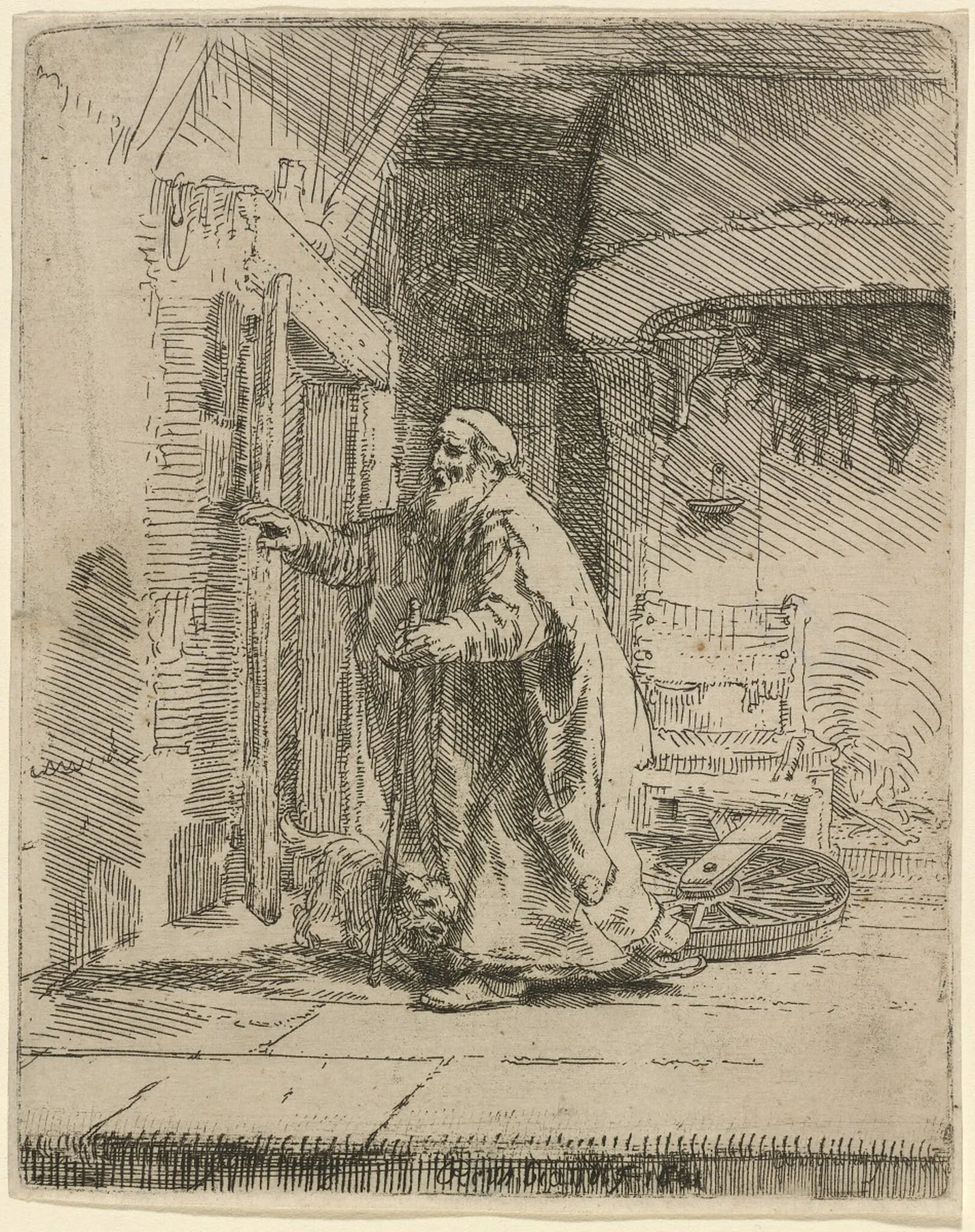 The Blindness of Tobit: the Larger Plate, by Rembrandt, ink, 1651