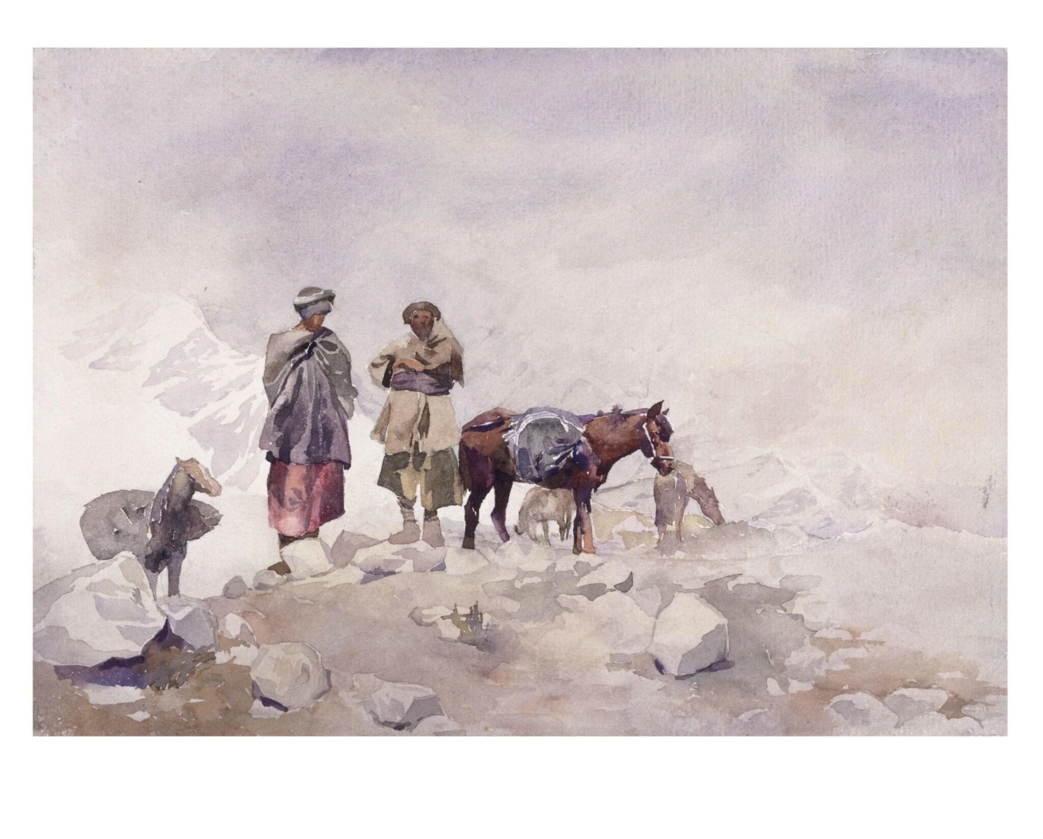 On the Road from Torshing to Rupal, Kashmir, by Helen R. Pirie, paint, 1900