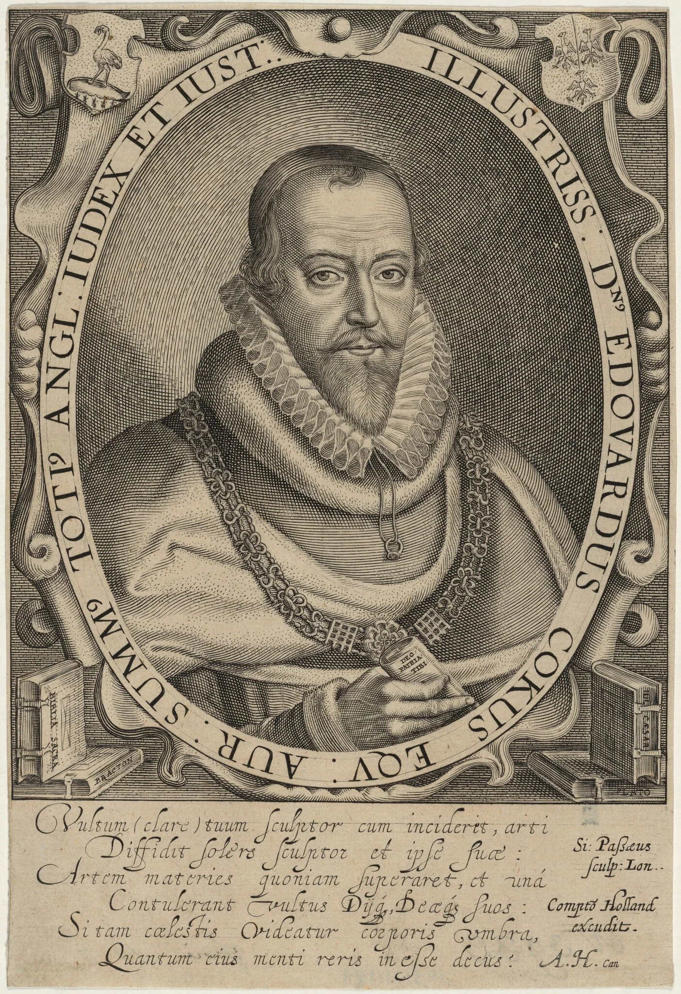 Sir Edward Coke, by Simon van de Passe, ink, 1621