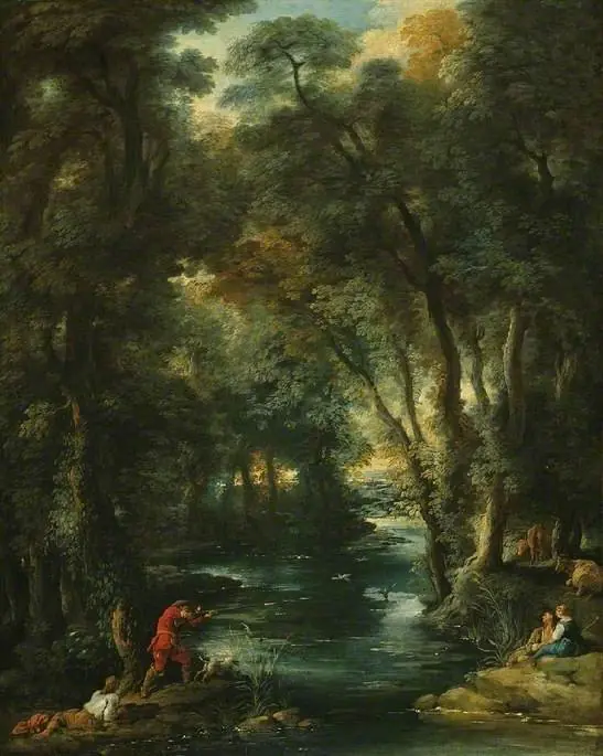Duck-shooting in a wood