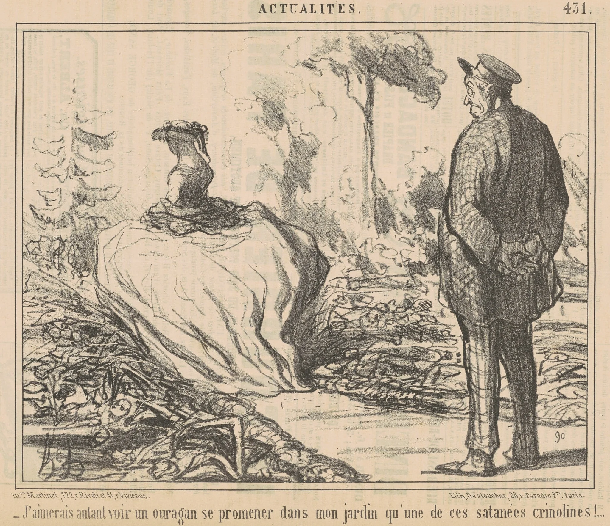 J'aimerais autant voir un ouragan ..., by Honoré Daumier, ink, 1857