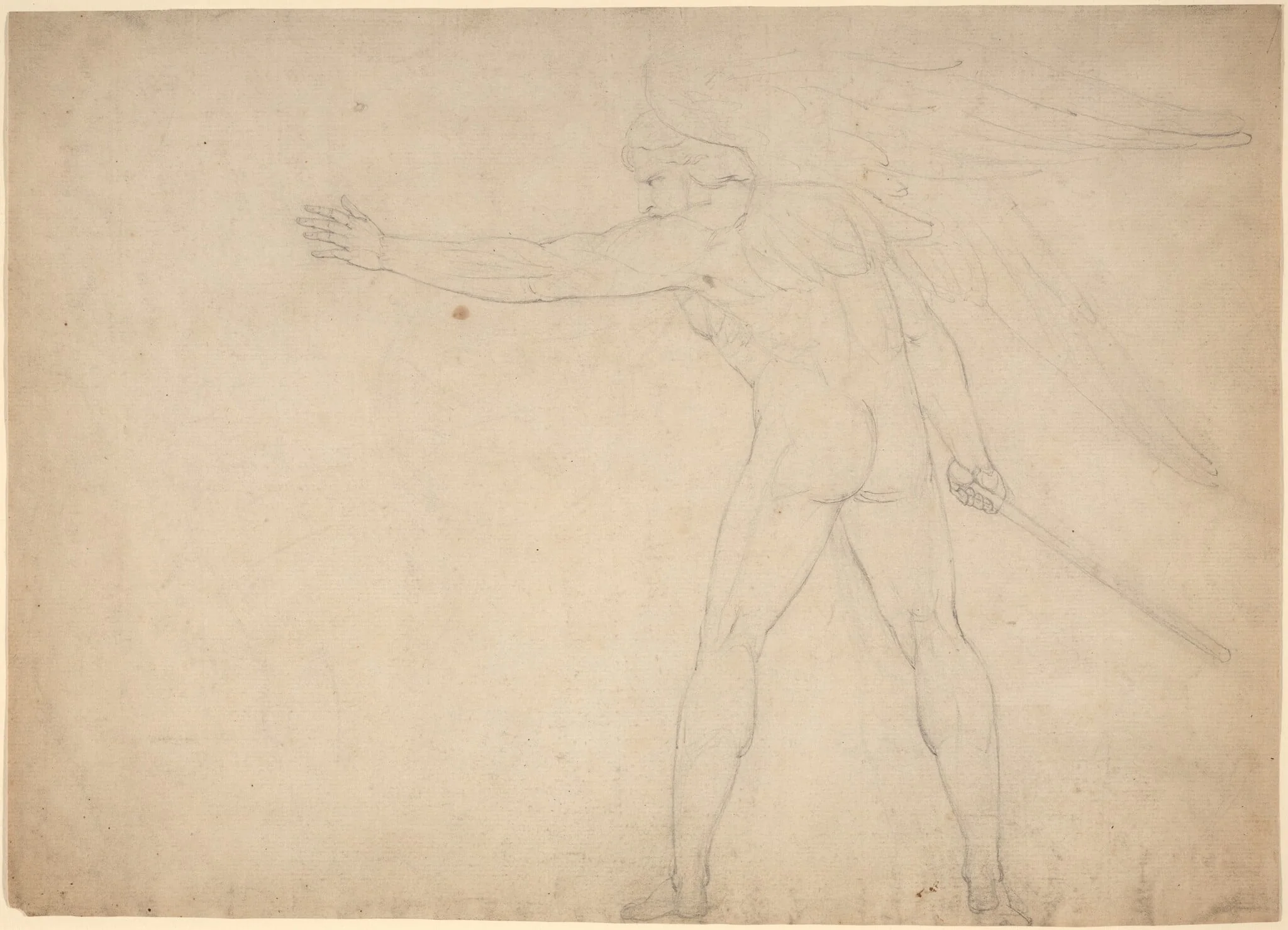 A Warring Angel [recto], by William Blake, graphite, 1780