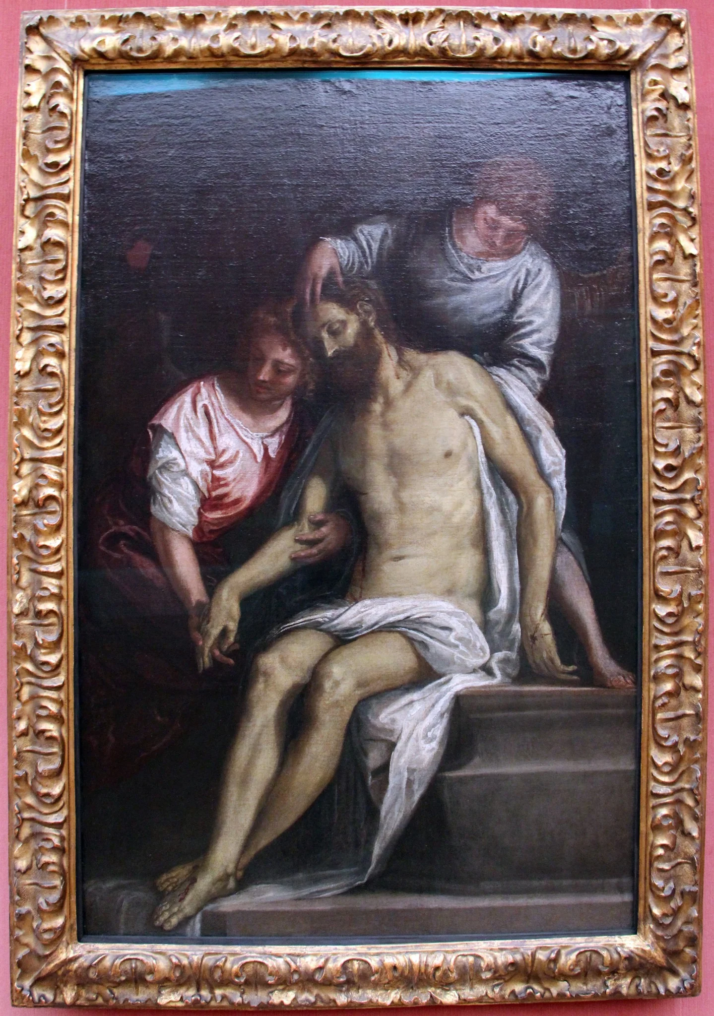 Der tote Christus im Grabe, von zwei trauernden Engeln gestützt, by Paolo Veronese, paint, 1594