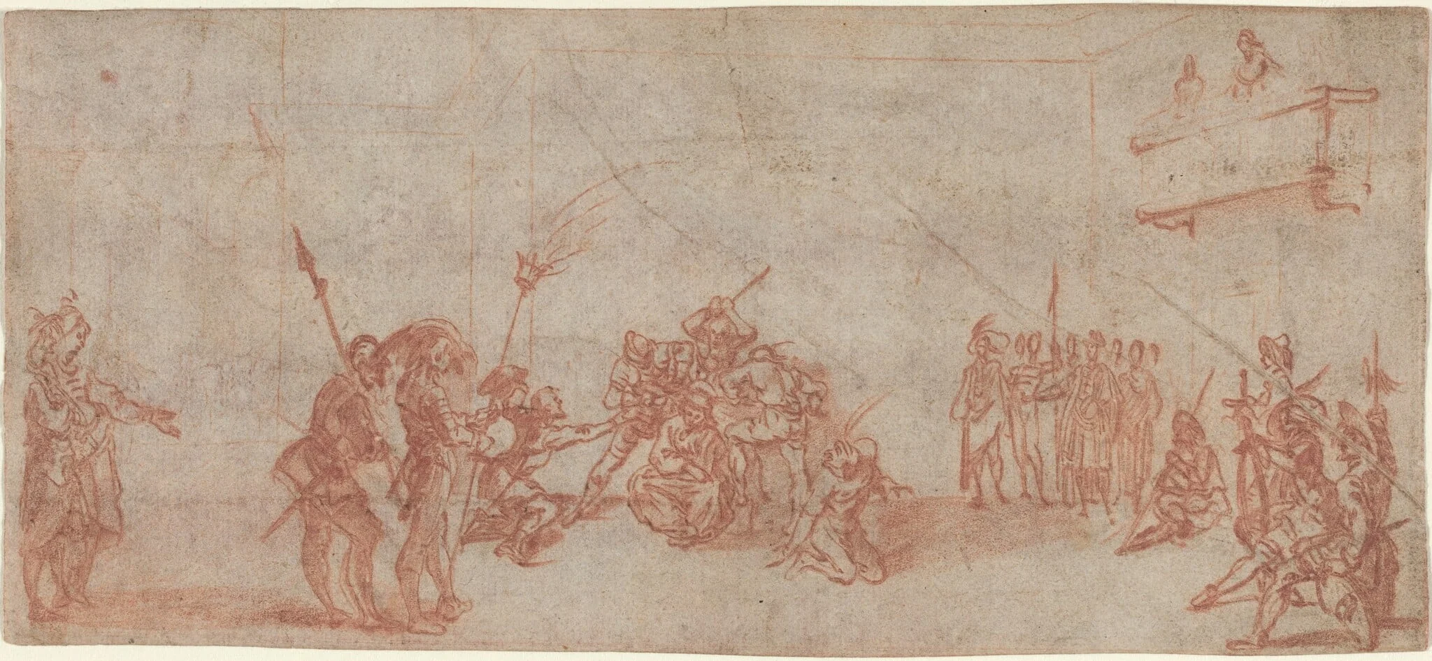 Christ Crowned with Thorns, by Jacques Callot, chalk, 1618