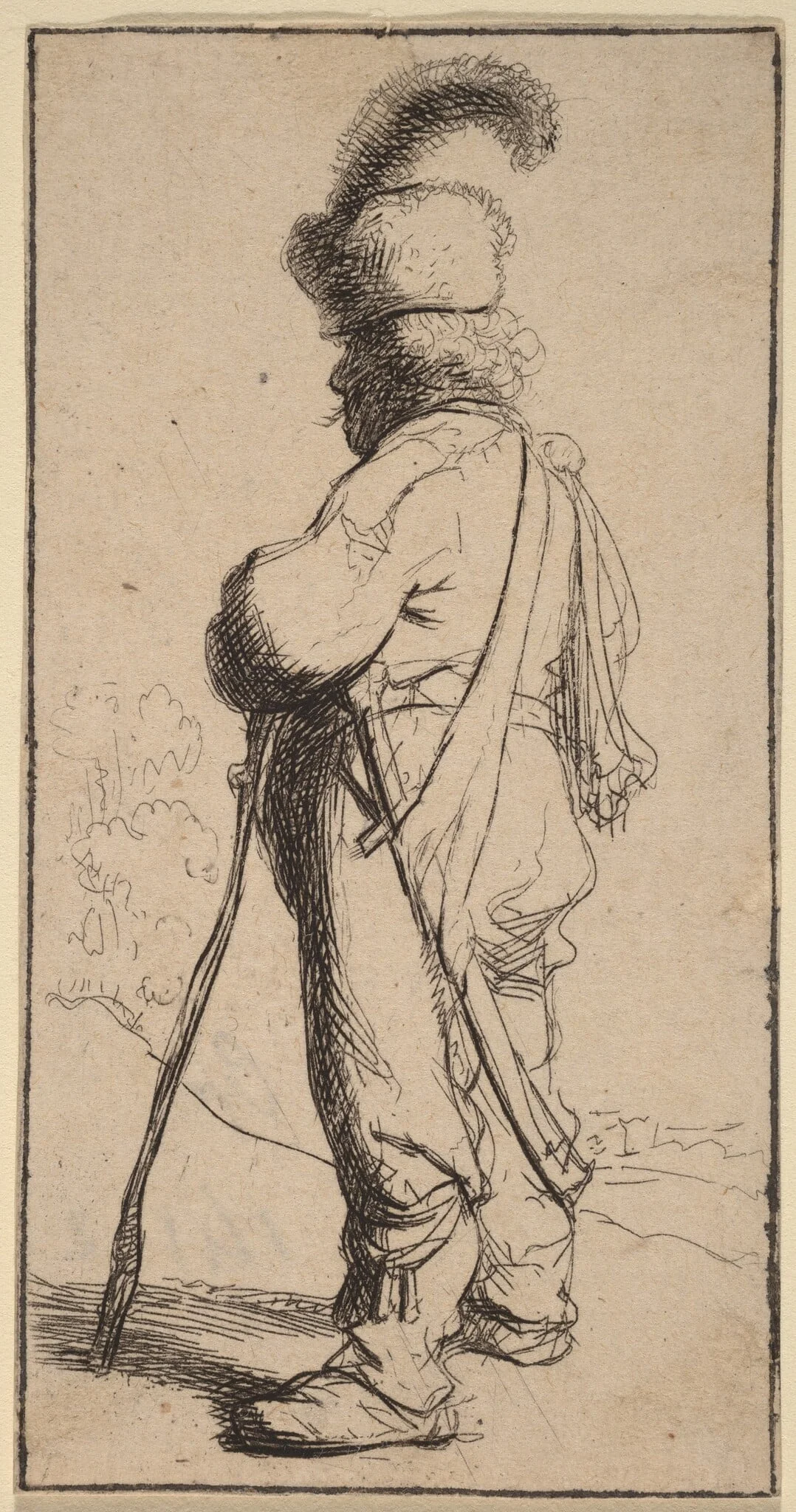 Polander Leaning on a Stick