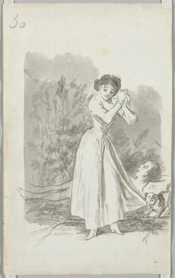 Young Woman Wringing Her Hands over a Man's Naked Body, Folio 50 (verso)