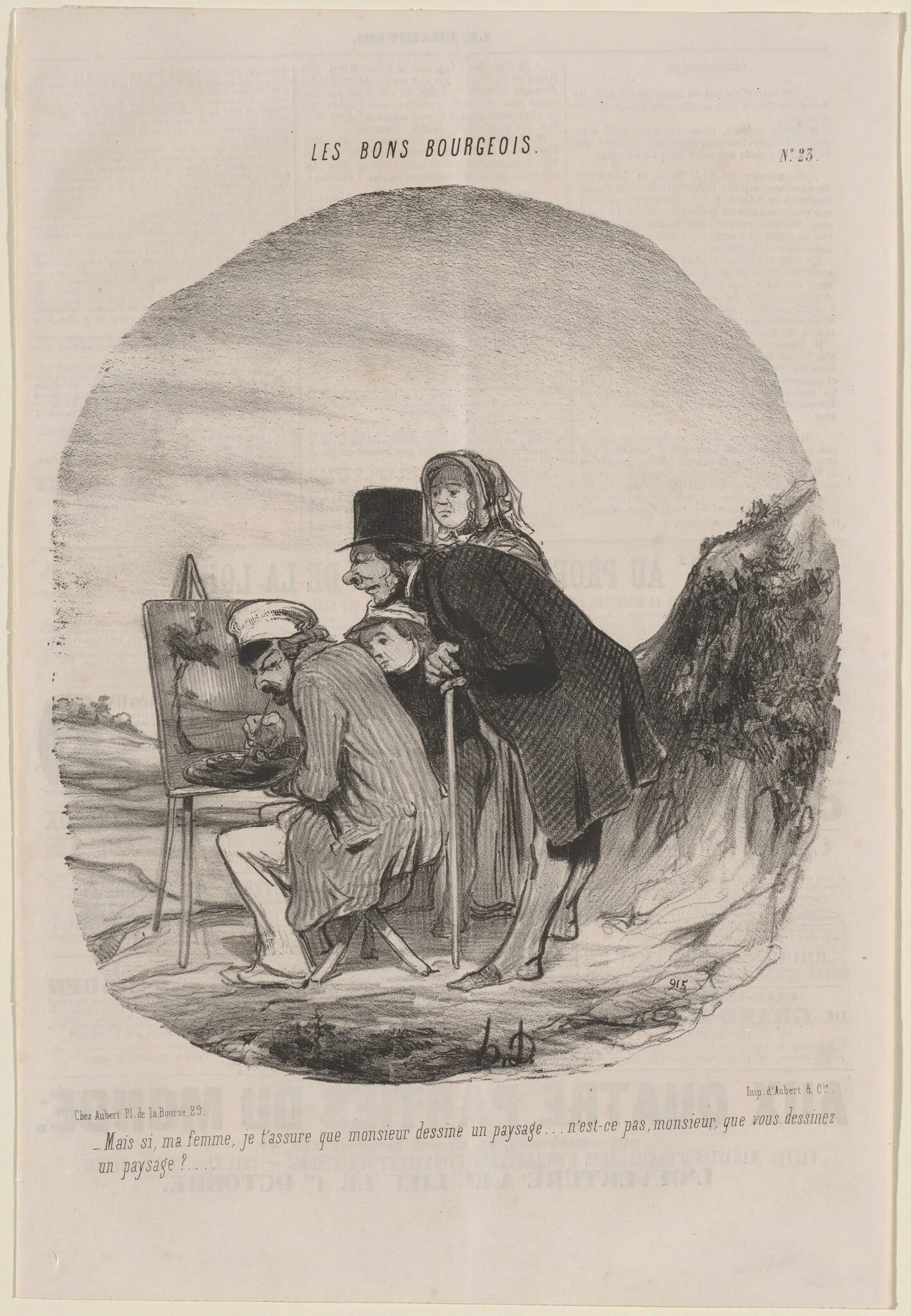 Monsieur dessine un paysage, by Honoré Daumier, ink, 1846