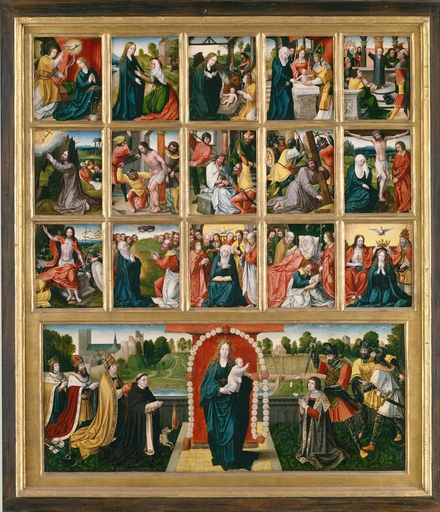 The Fifteen Mysteries and the Virgin of the Rosary