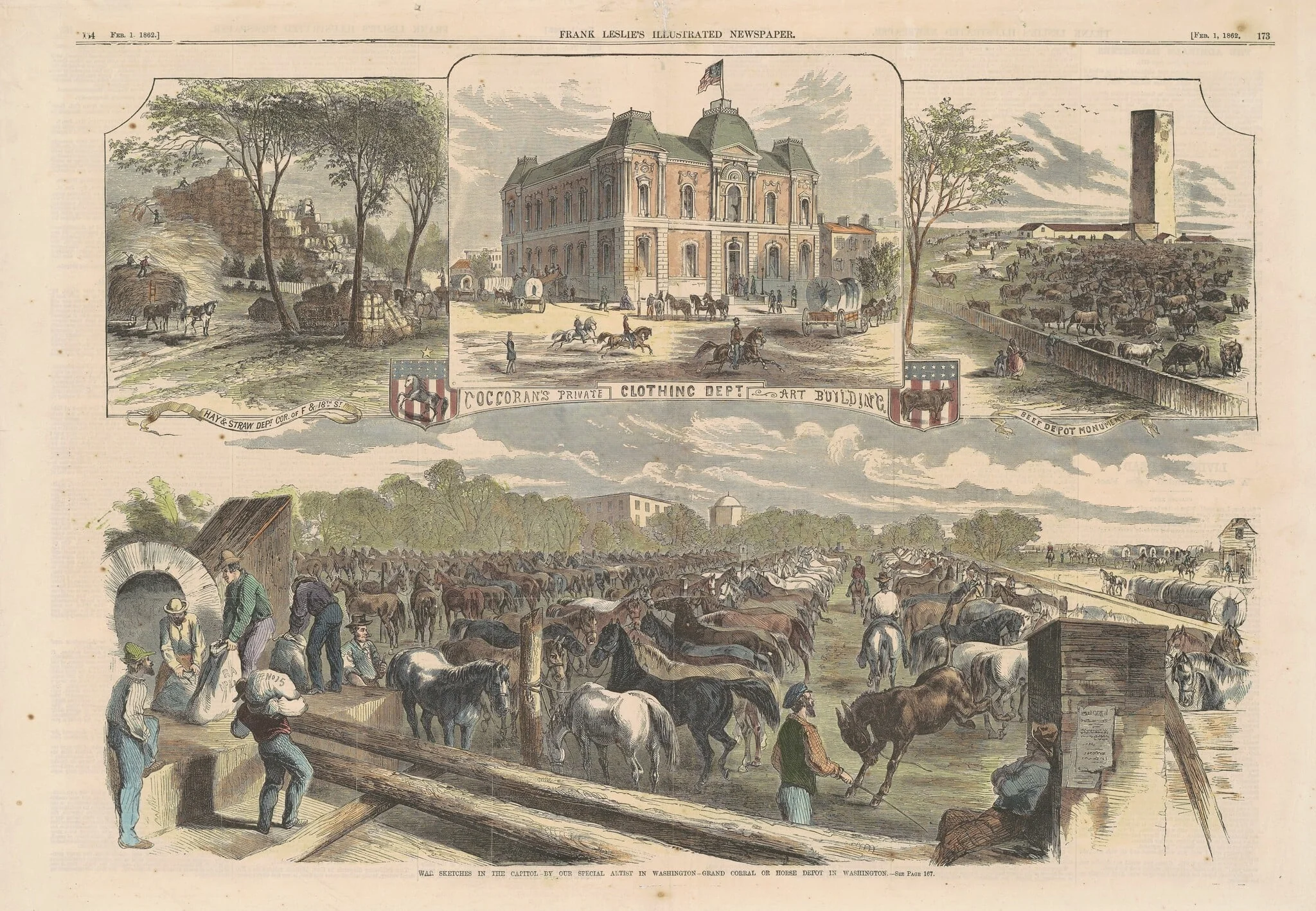 War Sketches in the Capital, by American 19th Century, ink, 1862