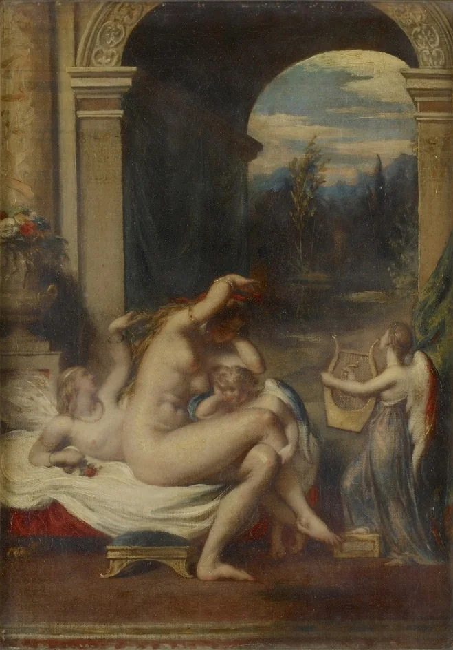 Venus, Cupid and Psyche, by William Etty, oil, 1828