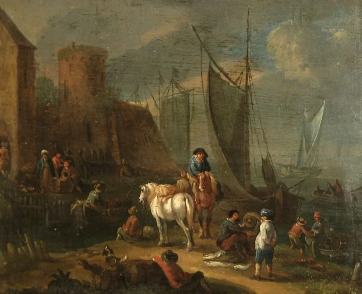 Zidul unui port; pandant: Case în port, by Karl Eigen, unspecified, 1977