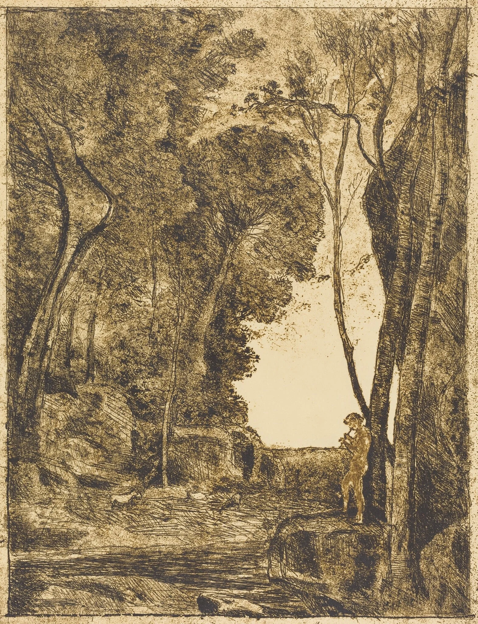 Little Shepherd, 1st Plate (Le Petit Berger), by Jean Baptiste Camille Corot, 1855