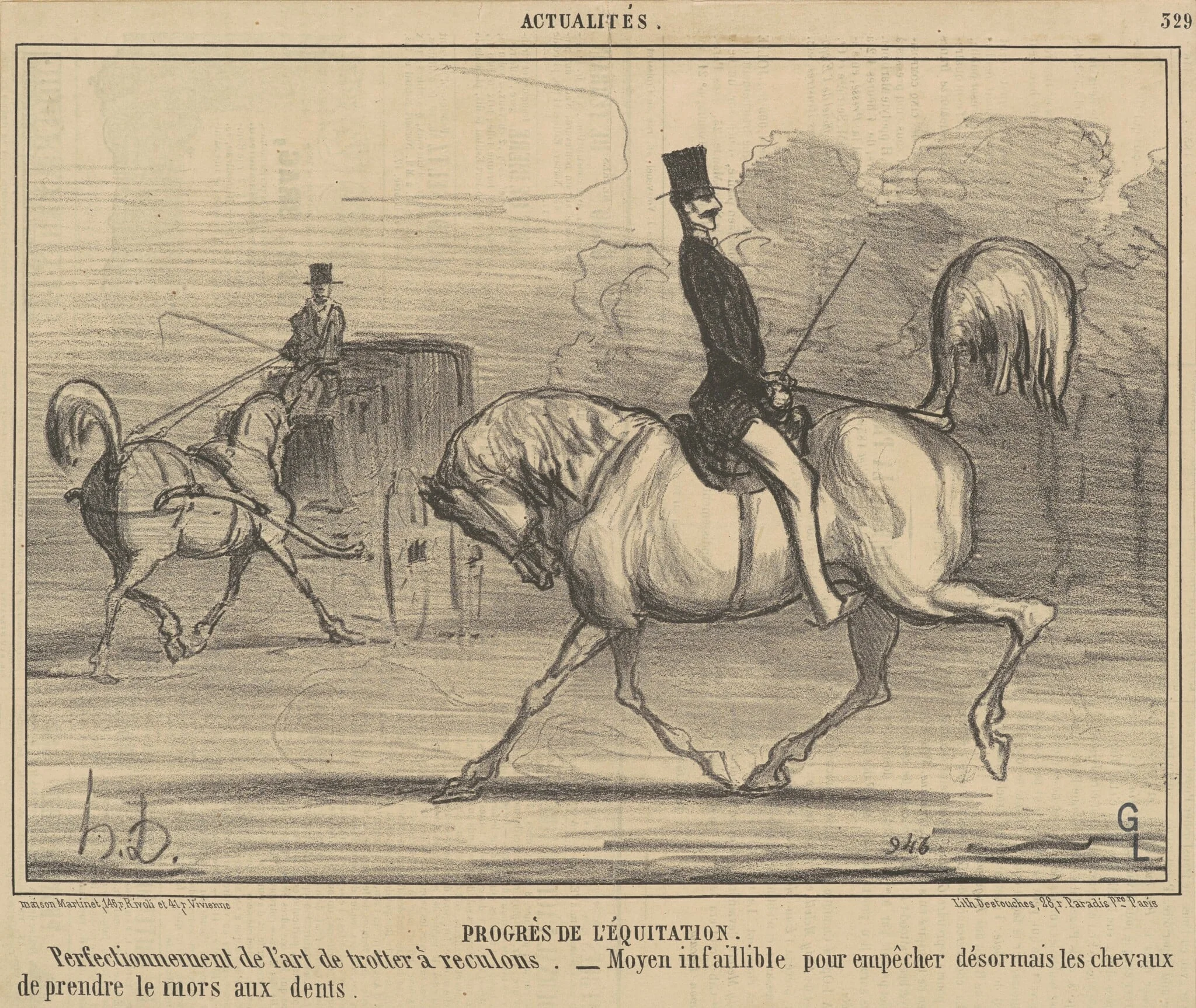 Progrès de l'équitation, by Honoré Daumier, ink, 1856
